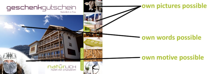 Hotel Natürlich gift vouchers - design your personalized voucher for your loved ones.