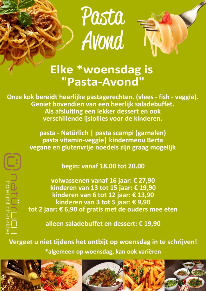 Pasta thema avond in Hotel Natürlich in Fiss, Tirol.